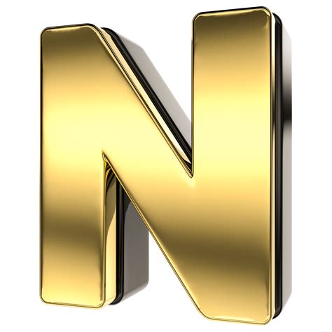 Letter N Gold With Black 3D Render 24346005 PNG