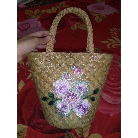 Jual Tas Anyaman Purun Hias Tas Etnik Khas Kalimantan Gift