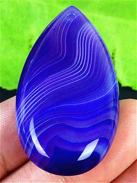 GV33973 42x23x7mm Purple White Stripes Agate Teardrop Pendant Bead EBay