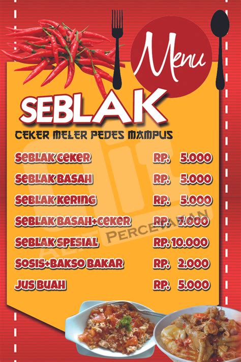 Contoh Daftar Menu Makanan Dan Minuman Restoran Dalam Bahasa Inggris