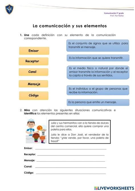 Elementos De La Comunicaci N Interactive Activity For Quinto De