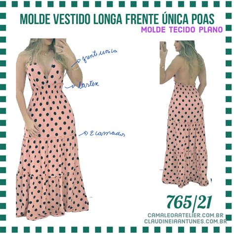 Molde Vestido Longo Frente Única Poas 765 21 CAMALEOA ATELIER DE COSTURA