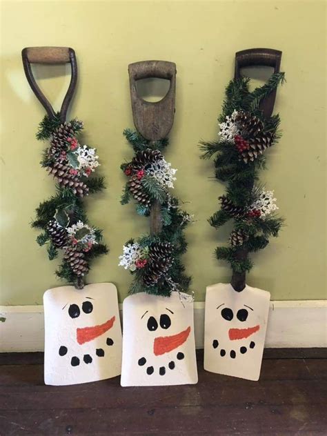 Snowman Shovel Rustic Christmas Crafts Xmas Crafts Christmas Crafts