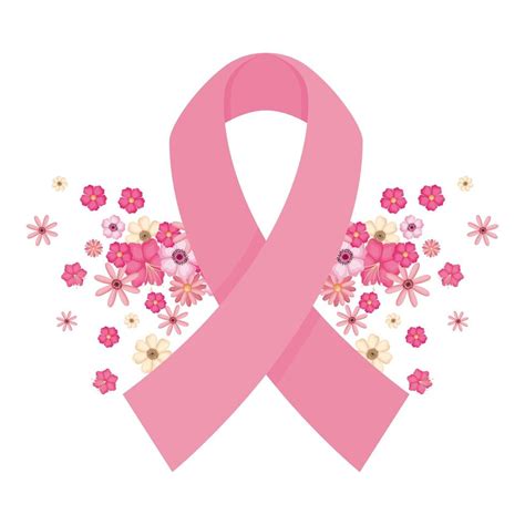 Pink Ribbon With Flowers Of Breast Cancer Awareness Vector Design 4083444 Vector Art At Vecteezy