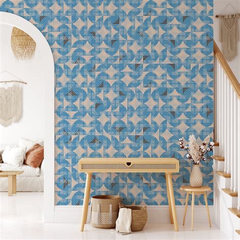 Geometric Blue Wallpaper - Modern and Chic | Happywall