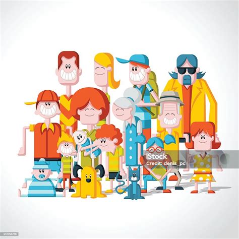 heureux peuple colore en dessin anime vecteurs libres de droits