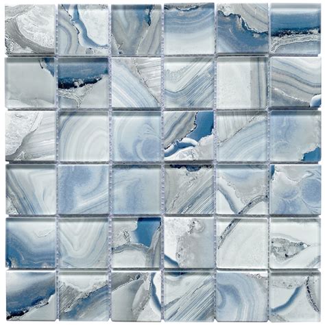 Ralart Company Glass Blend Stone Square Glass Backsplash Mosaic