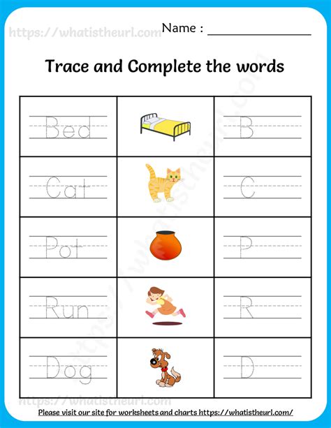 Trace And Complete The Words Worksheets 2 Your Home Teacher