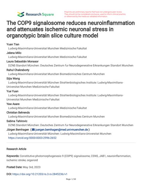 PDF The COP9 Signalosome Reduces Neuroinflammation And Attenuates