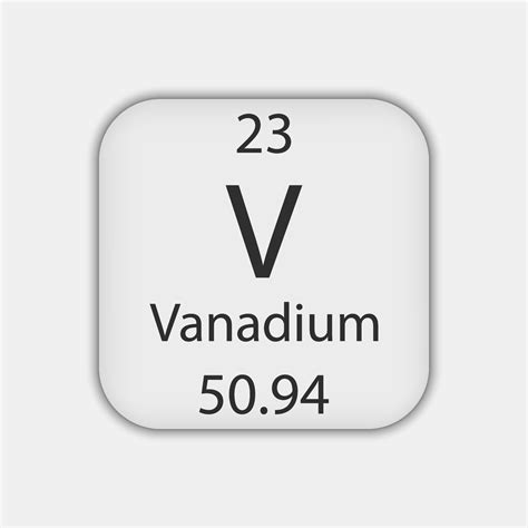 Vanadium Symbol Chemical Element Of The Periodic Table Vector