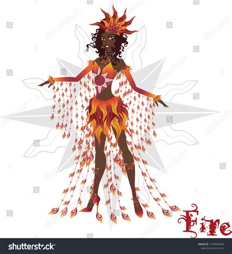 Girl Design Carnival Dress Representing Fire Stock Vector (Royalty Free ...