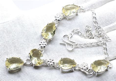 Sterling Silver Lemon Quartz Gemstone Handmade Jewelry Necklace