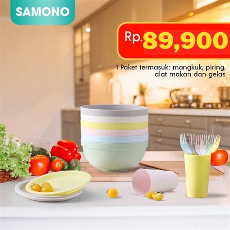 Jual Samono Bundling Mangkuk Gelas Sendok Garpu Piring Plastik Lengkap