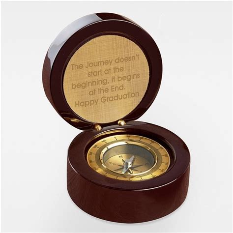 Engraved Graduation Message Navigator Desk Compass Mahogany