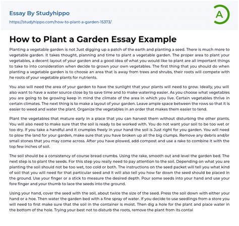 How To Plant A Garden Essay Example Studyhippo