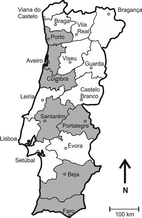 Mapa De Portugal Com Os Distritos Mapa