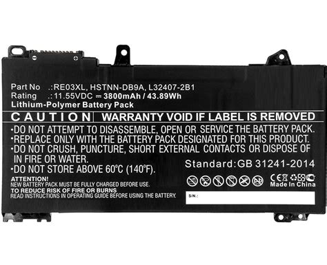 HP Battery L32656 002 RE03XL SPS BATT 3C 45Wh 3 92Ah LI RE03045XL PL