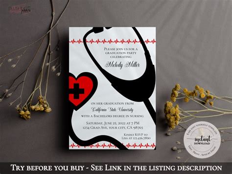 Nurse Graduation Invitation Nurse Invitation Safety First Etsy