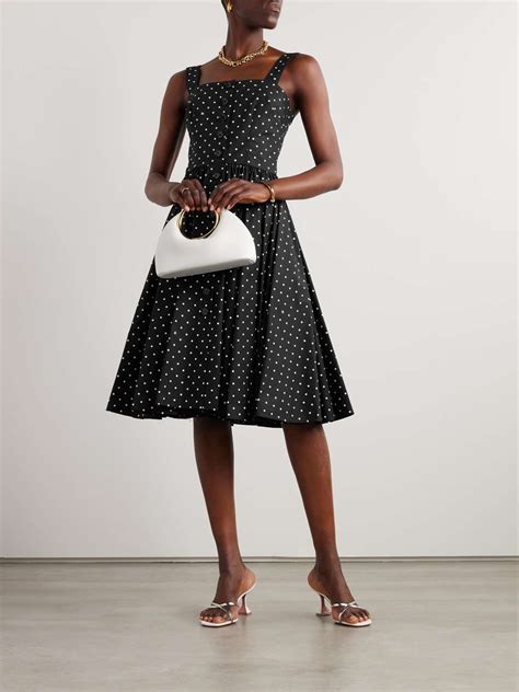 Dolceandgabbana Gathered Polka Dot Cotton Poplin Midi Dress Net A Porter