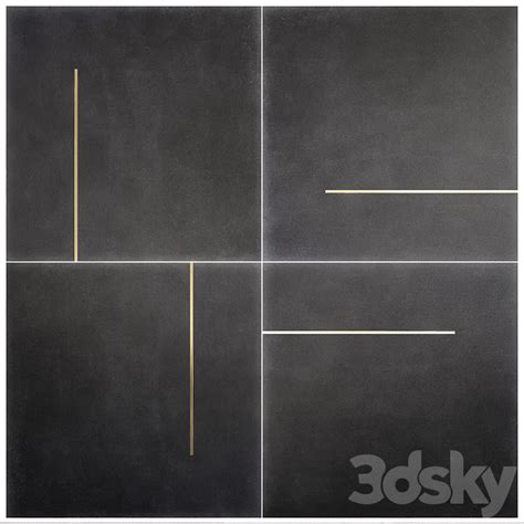 Lines Brass Inlay Tile 3D Model