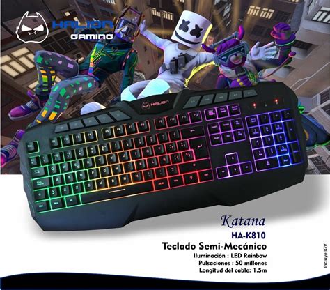 TECLADO GAMER SEMI MECANICO HALION KATANA HA K810 LED