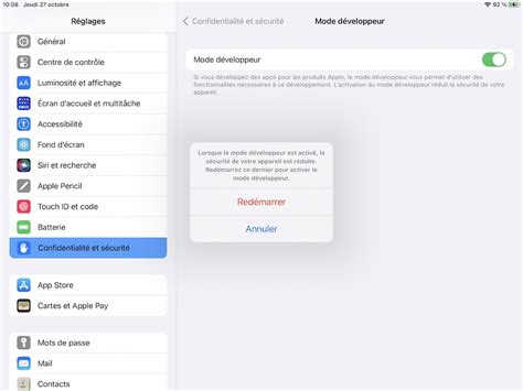 Activer le mode développeur sous iOS 16 iPadOS 16 JCBTechno