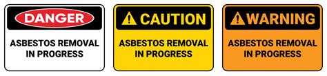 Safety Sign Asbestos Removal In Progress Danger Caution And Warning