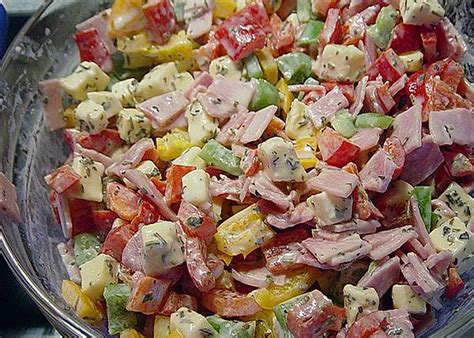 Paprika Salat Mit Schinken K Se Rezeptehome