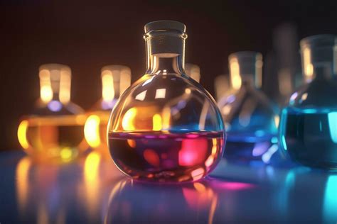 Colorful D Illustration Of The Esterification Process In A Glass Flask