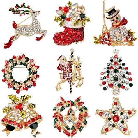 Elegant Rose No L Broche Broches Multicolores Strass Cristal Xmas