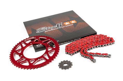 Kit chaîne 13x53 420 Stage6 alu CNC Rouge Beta RR MAXISCOOT