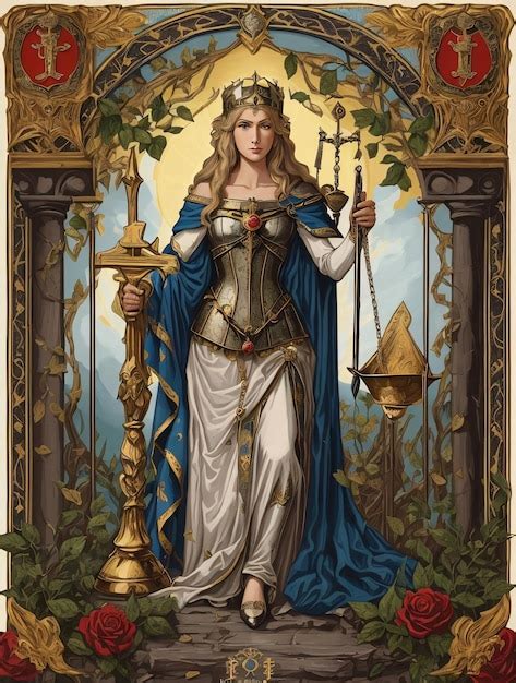 Premium AI Image Tarot Card The Justice