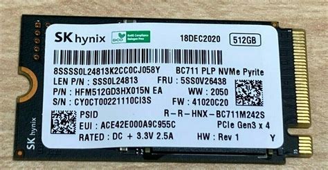 SK Hynix BC711 512GB M2 2242 PCIe NVMe SSD Solid State Drive Pyrite