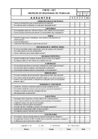 Check list inspecao segurança Segurança no trabalho Dicas de