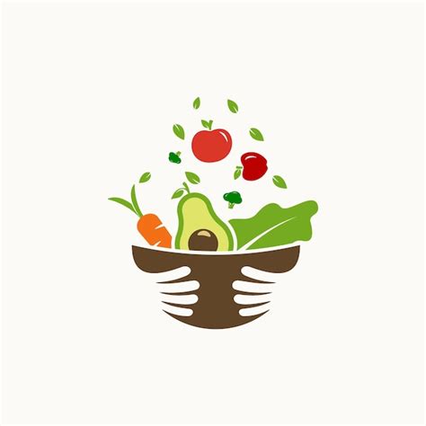 Premium Vector Salad Logo With Hands Holding Bowl