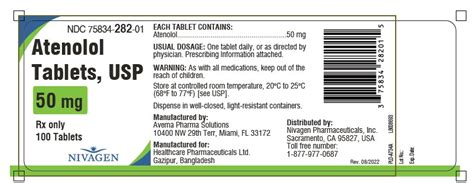 Dailymed Atenolol Tablet