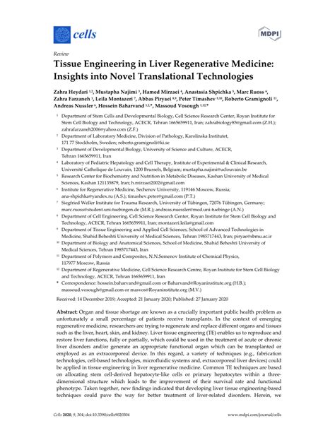 Pdf Tissue Engineering In Liver Regenerative Medicine Insights Into