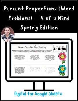 Percent Proportions Word Problems Of A Kind Activity Springtime