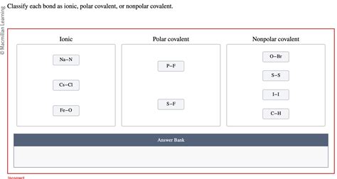 Classify Each Bond As Ionic Polar Covalent Or Nonpolar Covalent