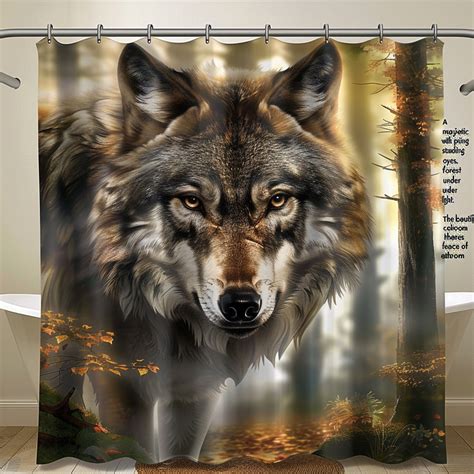 Wildlife Majesty Wolf And Deer Print Shower Curtain Hyperrealistic