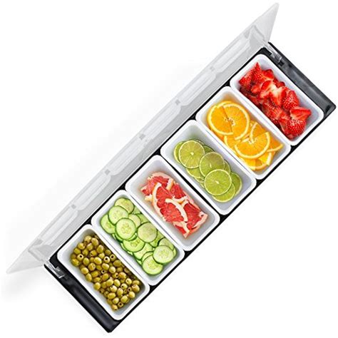 Bar Condiment Pots Top Food Dispenser 6 Tray Plastic Garnish Station