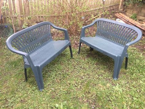 2 PLASTIC GARDEN BENCHES | in Halifax, West Yorkshire | Gumtree