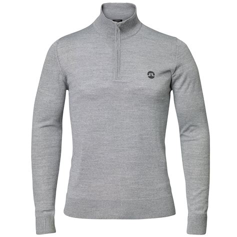 J Lindeberg Kian Half Zip Tour Merino Sweater Light Grey Melange