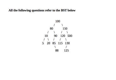 Solved All The Following Questions Refer To The BST Below Chegg