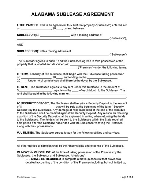 Free Alabama Rental Lease Agreement Templates Pdf Word