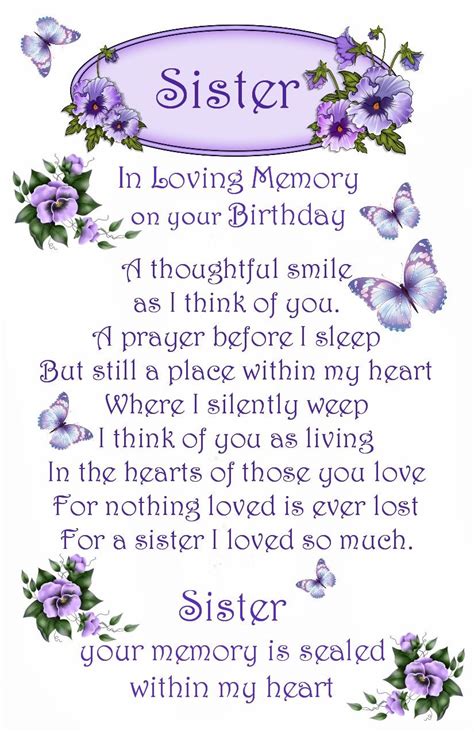 Dear Sister In Heaven Memorial Poem In Loving Memory De6