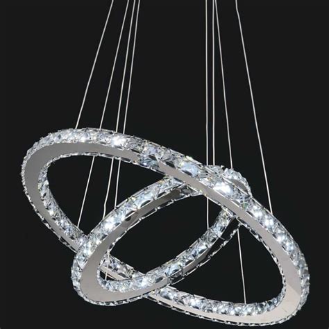 20 Anelli Modern Crystal Round Double Ring Chandelier Polished Chrome