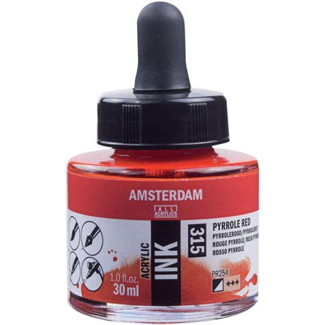 Flacon Encre Acrylique Acrylic Ink Amsterdam Ml Vermillon Surdiscount