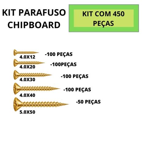 Kit Parafuso Para Madeira Chipboard Philips 450 Parafusos Para MDF