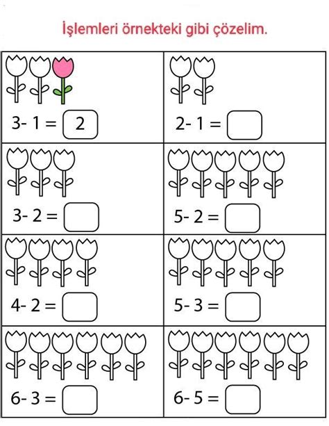 Pin By Medrese Müfredatı On 1 Sınıf Çıkarma Preschool Math Worksheets Kindergarten Math